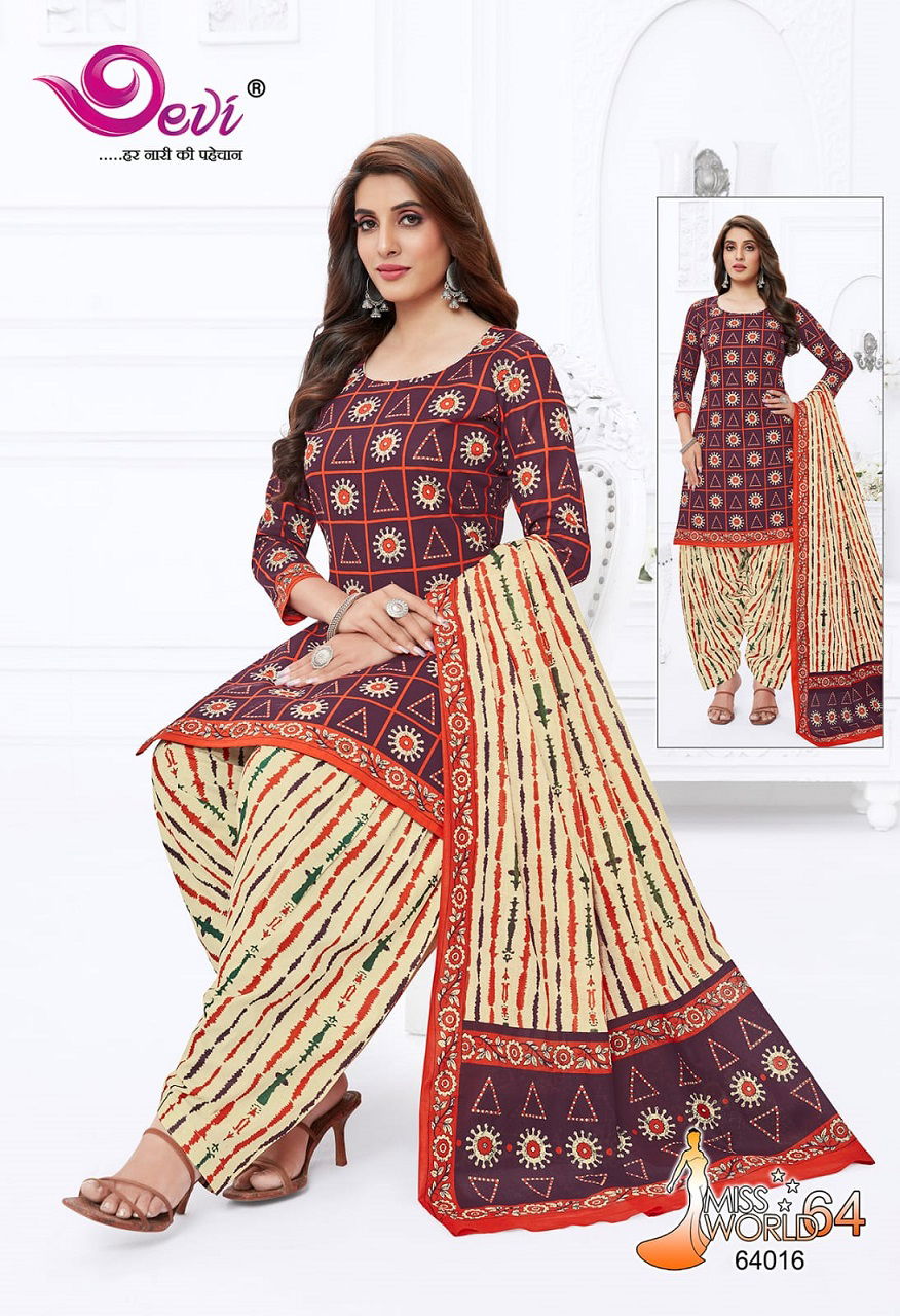 Devi Miss World 64 Wholesale Printed Cotton Dress Material Catalog
